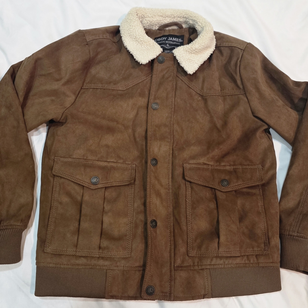 Kids Brown Pea Coat with Sherpa Collar